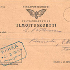 VALTIONRAUTATIEN ILMOITUSKORTTI KIIKKA ASEMALEIMA - pikkukuva 1