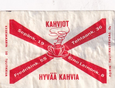 Helsinki ? Kahviot, Sepänk 19 Tehtaank. 36, Fredrikin,  8/15