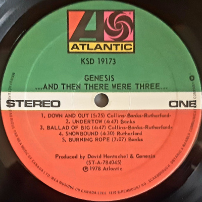 Genesis: ...and Then There Were Three..., 1978 Kanada LP VG+