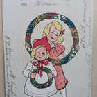 Pikkuleidit onnittelevat kukkakransseilla, p. 1908 - pikkukuva 1