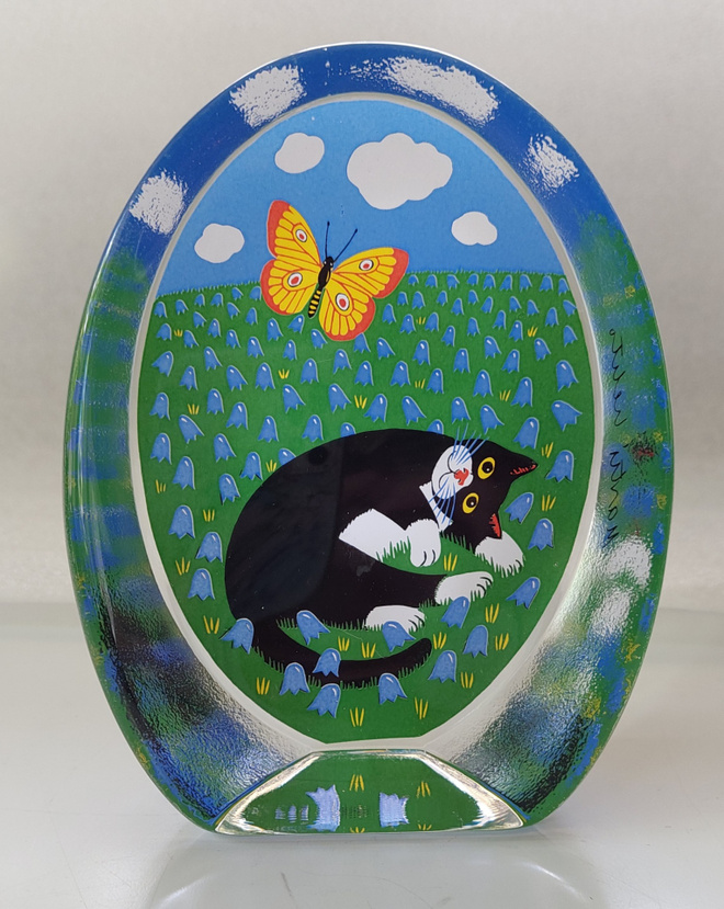 Iittala ' kissa ja perhonen ' lasikortti!