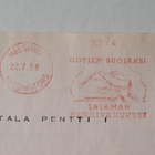 Kuva/firmaleima Salama Henkivakuutus, Helsinki 22.7.58 - pikkukuva 1