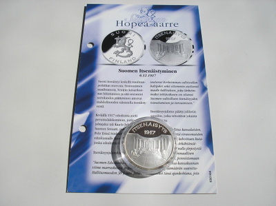 HOPEA-AARRE "suomen itsenäistyminen" ag .925 + ait.todistus