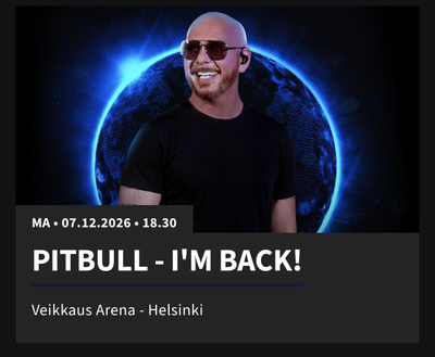 Pitbull 7.12.26 Premium seated package liput x2.