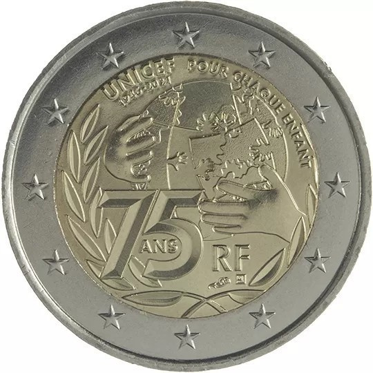 RANSKA ERIKOISEURO 2 EUROA 2021 (UNICEF 75 VUOTTA) 