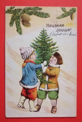 Vanha joulukortti kulk 1911