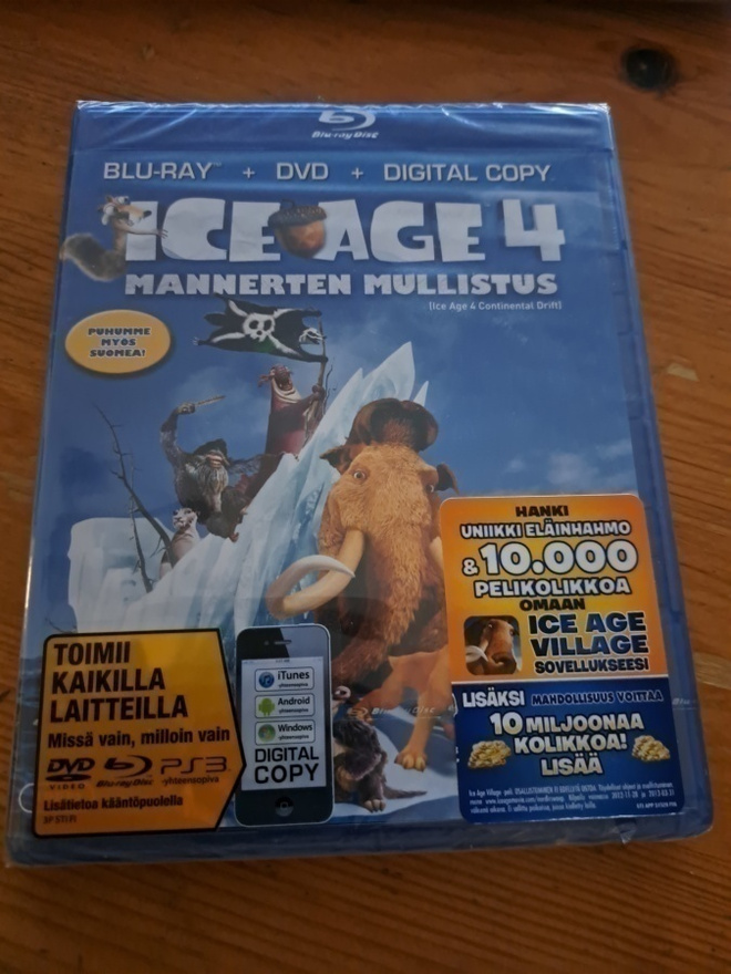 ICE AGE 4 Bly-ray+DVD+Digital copy uusi (muoveissa)