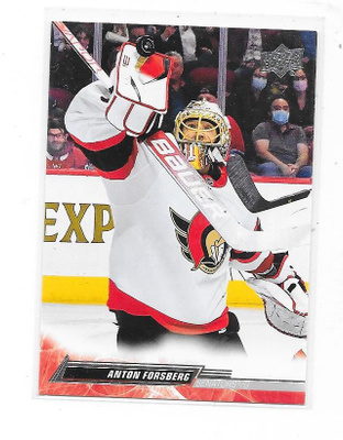 2022-23 Upper Deck #128 Anton Forsberg Ottawa Senators MV