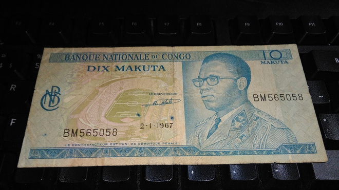 Congo Kongo 10 makuta 1967 P9 sn058 VG-F