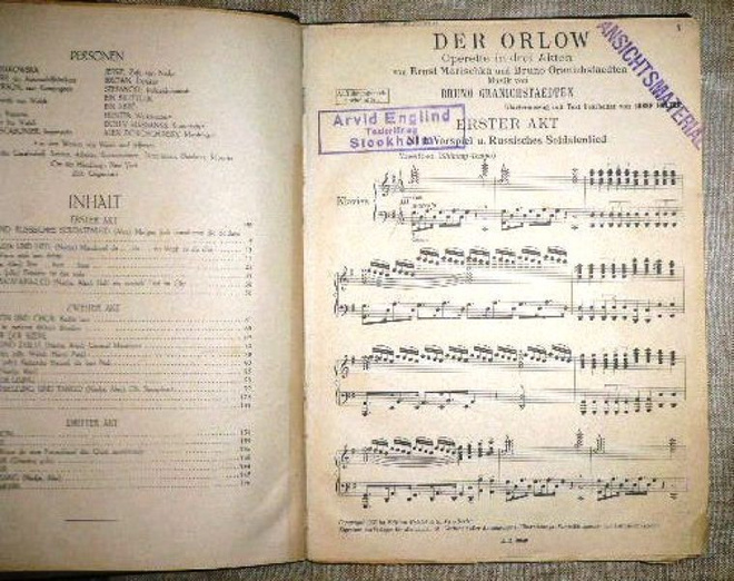 Nuotit / Der Orlow  Bruno Granichstaedten - Operette