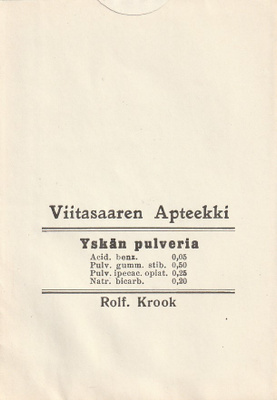 VIITASAAREN APTEEKKI YSKÄN PULVERIA  (K15-S65)