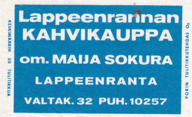 Lappeenranta. Kahvikauppa om. Maija Sokura  ,   s84