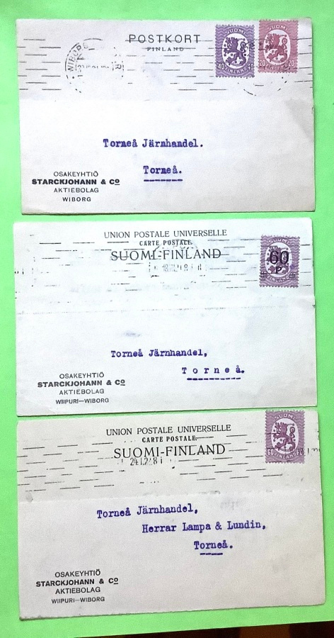 Ehiöt Suomi 1921 1922 postimerkit 60 60p 40 20 postikortit