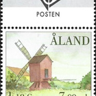 Åland 2001 Tuulimyllyt 7,00 mk välilöpari logo ** LaPe 193 - pikkukuva 1