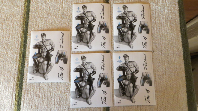tom of finland postimerkkiarkit 5kpl + kuori