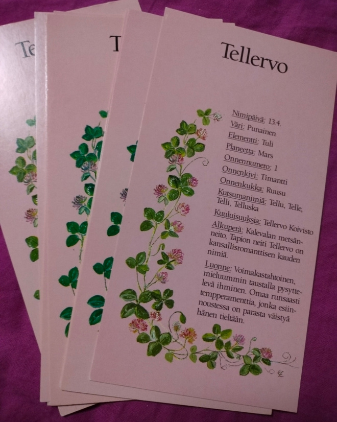 Nimikortti / Nimipäiväkortti Tellervo