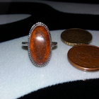Vintage desing Venäläinen Hopea Meripihka sormus Amber 875 - pikkukuva 5