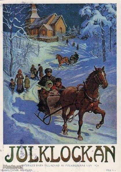 kortti Hevonen ja reki - eril. ruotsalaisia taidekortteja