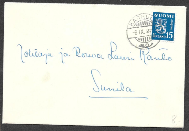 Postilähetys - Yl.m. 15mk (LAPE 352) Karhula 6.9.1949