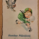 kana ajaa tyttöä,  vanha, kulkenut käsipostissa - pikkukuva 1