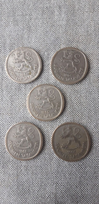 Hopea markka 5 kpl, v. 1964, 66 ja 67, hopea raha