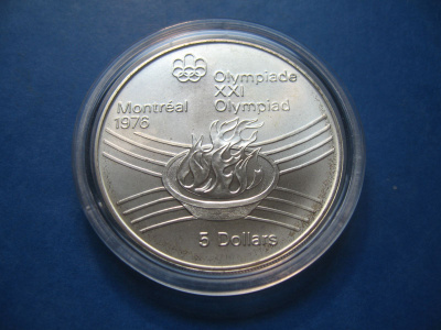 Kanada 5 dollaria hopea olympiaraha Montreal - 1976