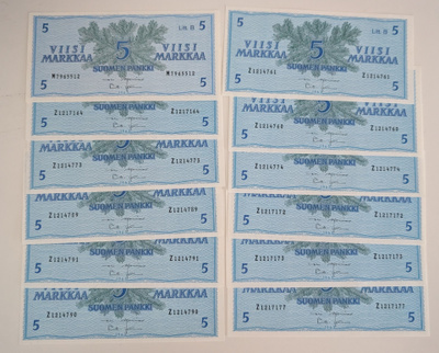 5 Markkaa 1963 12 kpl