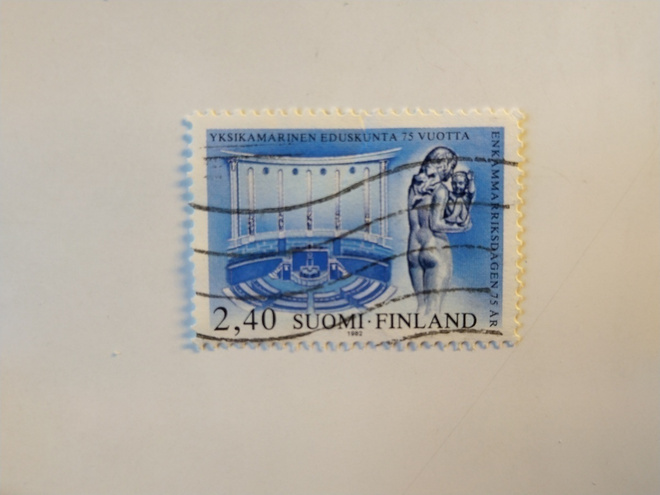 Postimerkki Yksikamarinen eduskunta 75 vuotta 2,40