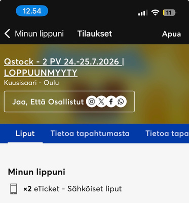 QSTOCK 2 päivän lippuja 2 kpl