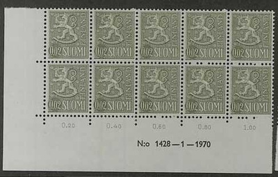 1968 2p harmaanvihreä   nro-10lö 1428 ++
