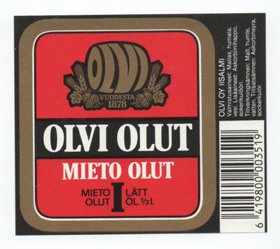 Olvi OY Iisalmi Mieto I olut Etiketti