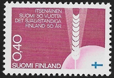 1967 Itsenäinen Suomi 50 vuotta 0,40 mk ** LaPe 635