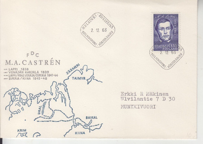 FDC 1963 M A Castren