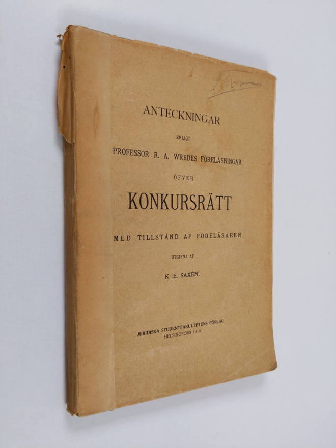 R. A. Wrede : Anteckningar enligt professor R. A. Wredes ...