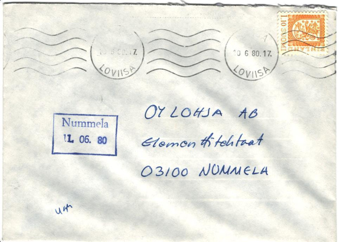 POSTILÄHETYS LOVIISA + NUMMELA LAATIKKOLEIMA