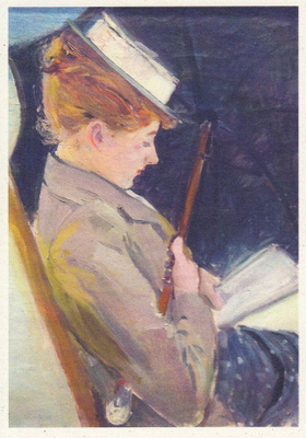 Paul Cesar Helleu: Lukeva nainen rannalla, 1896