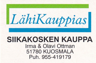 Kuosmala, Siikakosken Kauppa Irma & Olavi Ottman    b590