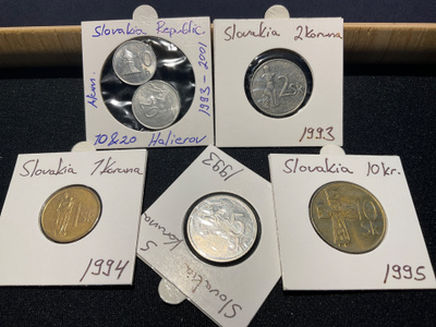Slovakian kolikot 1990 luku 6 kpl