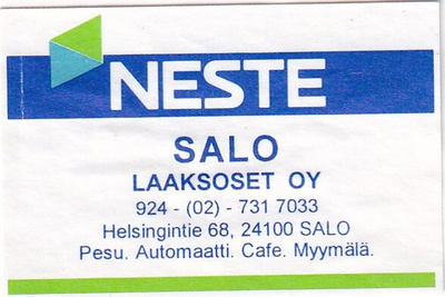 Salo. Laaksoset  Oy.  NESTE , s97