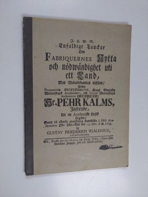 Gustav Friederich Wialenius : Joitakin ajatuksia tehtaitt...