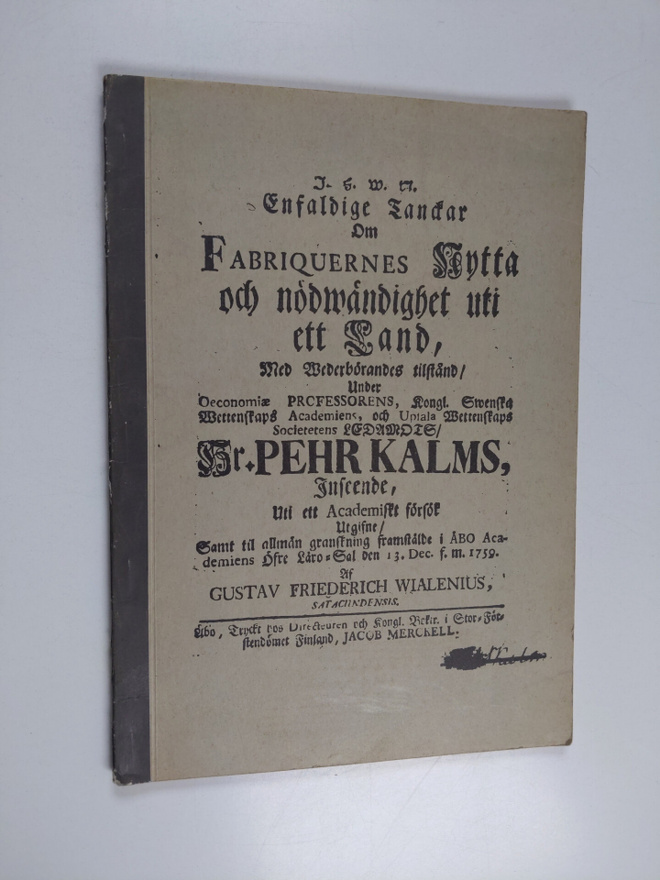 Gustav Friederich Wialenius : Joitakin ajatuksia tehtaitt...