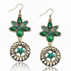 0306 .. Retro Diamante Gem Resin Flower Green .. Korvakorut - pikkukuva 2