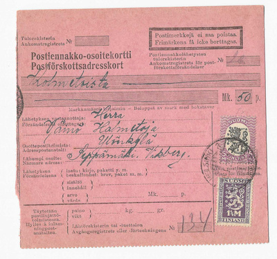 # 23911 # Pe.osoitus Helsinki 3 >Ylönkylä 1928 - Sekapostite