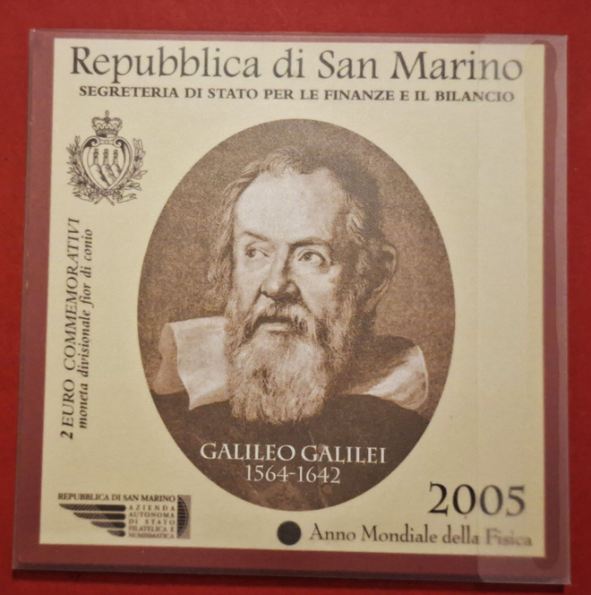 San Marino 2 € Galileo Galilei 2005.
