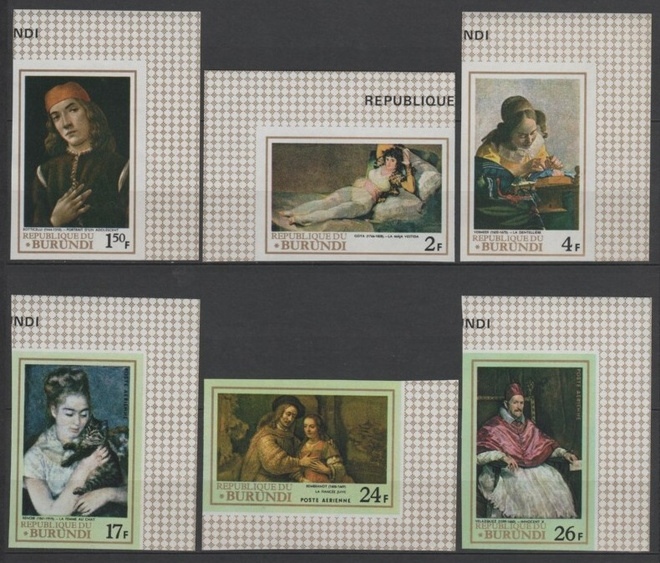 (S0146) BURUNDI, 1968 (Paintings). Imperf. Mi ## 395B-400B