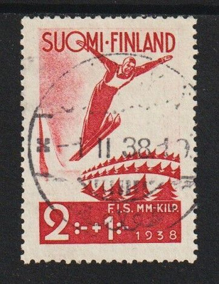 1938 F.I.S Lahden hiihtokisat 2mk+1mk merkki leimattuna