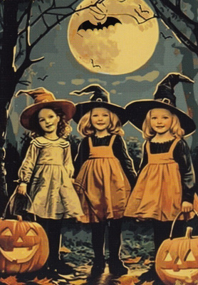 Halloween kolme tyttöä, halloween-asut