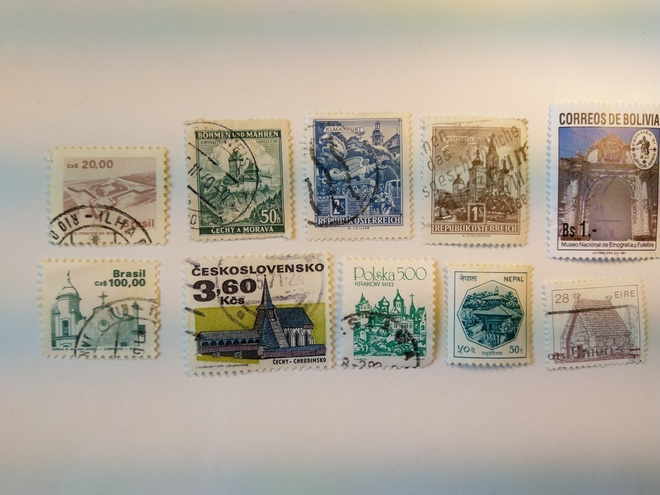 Postimerkki arkkitehtuuri rakennustaide 10 erilaista