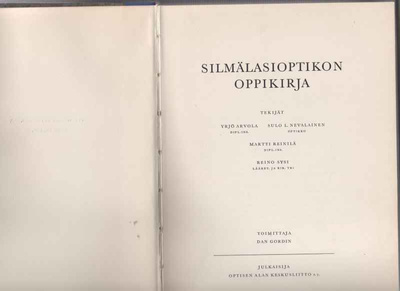 Arvola,Yrjö [et al.]: Silmälasioptikon oppikirja, sid.,1952