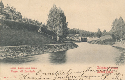 Saimaan Kanava, sulku Lauritsalan luona - vanha kortti